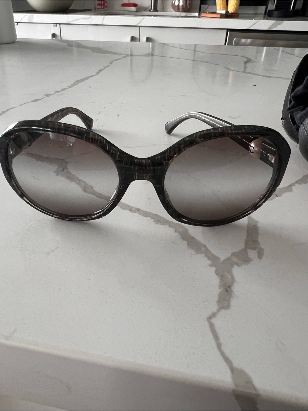 Vintage Chanel Women’s Oversized Gray Gradient Sunglasses